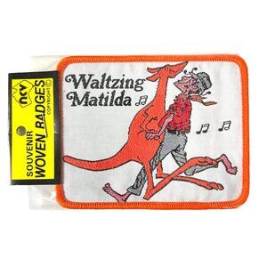 Australia Waltzing Matilda Vtg Patch Badge Woven Souvenir Swagman Folk Song
